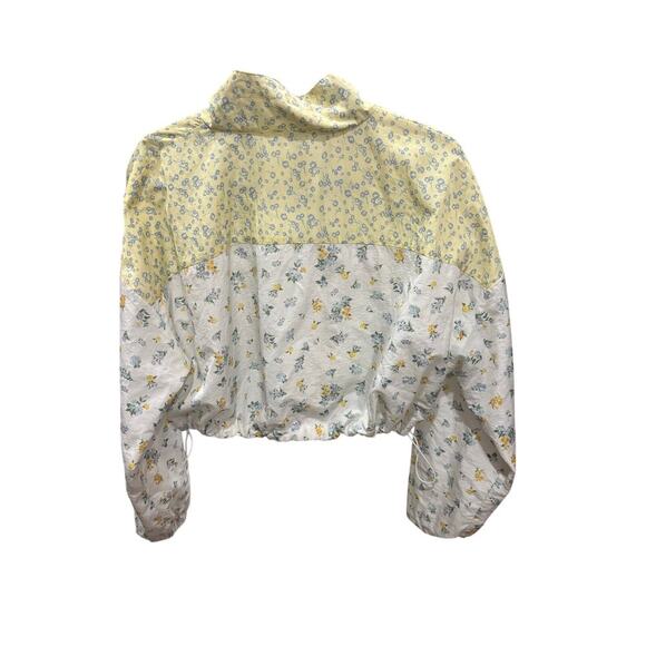 Aeropostale Floral Colorblock windbreaker L Cropped Drawstring soft romantic y2k - Picture 2 of 8
